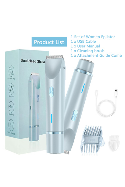 Choice1 ماكينة حلاقة كهربائية زرقاء برأسين للنساء، لإزالة شعر الجسم، تعمل على...