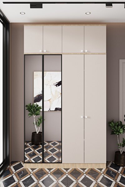 BALNEOM Evora-26 188 cm Lüks, Mdf Vestiyer Portmanto Dolabı.