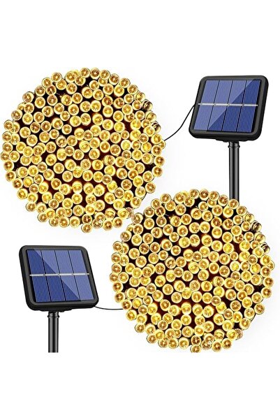 Choice سلسلة إضاءة شمسية دافئة 12 متر - 100 مصباح LED - قطعتان / 1/2/4 قطع، أ...