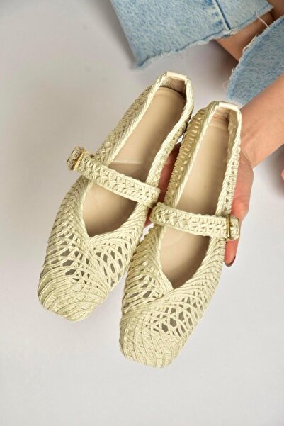 Fox Shoes Y444540004 Balerini de damă cu detalii tricotate din material texti...