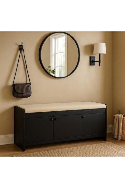 Palma homez خزانة أحذية مع مقعد تخزين - أسود وبيج - 120 × 40 × 52 سم