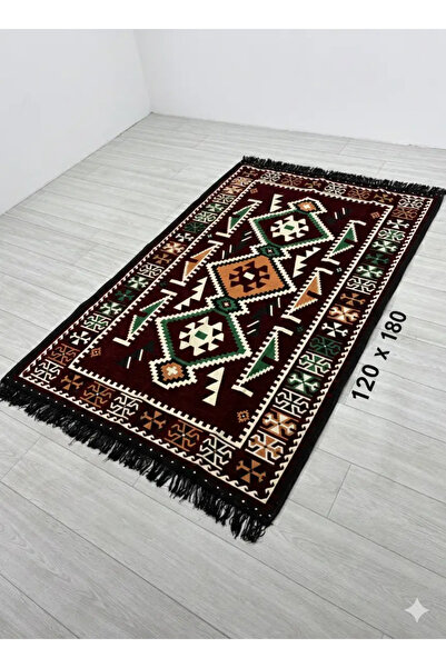 BAKIRÖZÜ HOME Pamuk Polyester Karışımlı Modern Otantik Kilim - Anadolu Bordo ...