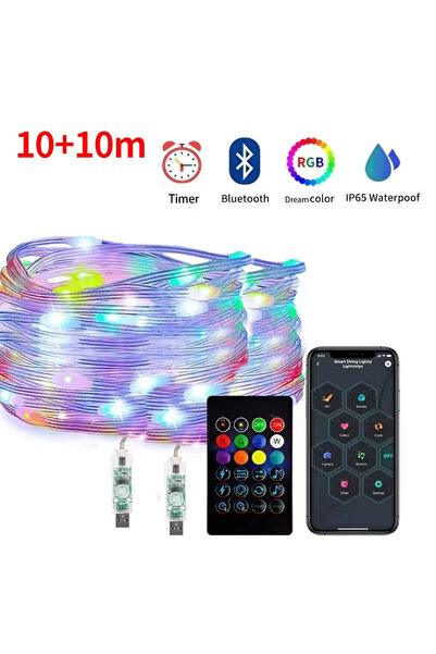 Choice أضواء سلسلة LED ذكية تعمل بتقنية البلوتوث ومنفذ USB بطول 20 مترًا، بأل...