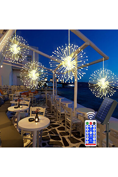 Choice 4 قطع من مصابيح الألعاب النارية الشمسية 360/480 LED بيضاء دافئة، مقاوم...