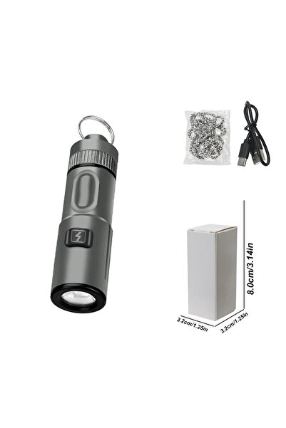 Choice مصباح يدوي LED صغير محمول باللون الرمادي بقوة 1000 لومن مع سلسلة مفاتي...