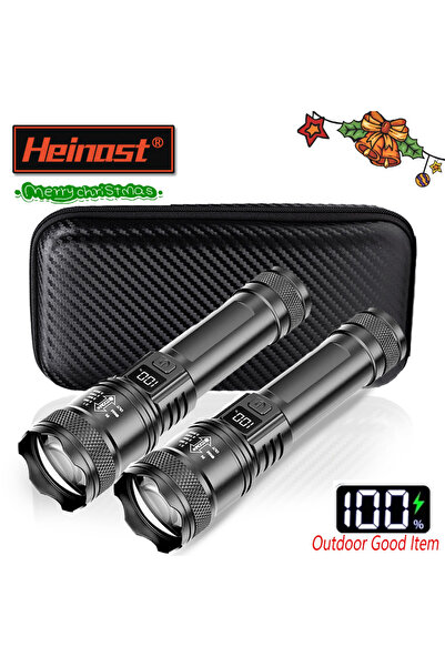 Heinast مصباحان يدويان قابلان لإعادة الشحن مع حقيبة، مصباح تكتيكي LED عالي ال...