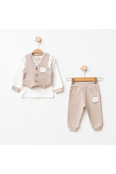 Aziz Bebe Baby Boy Bear Embroidered Sweatshirt Vest Pants 3-Piece Bottom Top ...