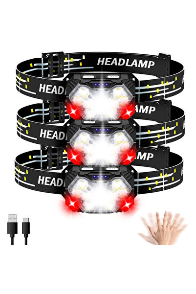Choice4 مصباح رأس هايناست ثلاثي القطع، 9 مصابيح LED، 2000 لومن، قابل لإعادة ا...