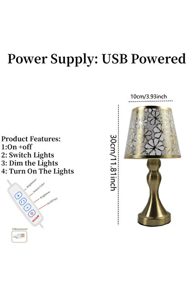Choice Three colors 1 PC Sunflower Fabric Metal Base Desk Lamp with USB Three...