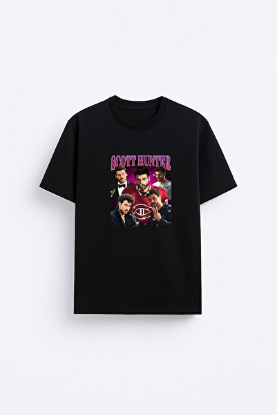 AYDESİGN Tricou negru unisex cu guler rotund și imprimeu Scott Hunter Heated ...