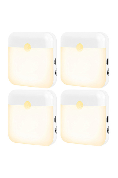 Choice مصباح ليلي دافئ بأربعة أجزاء يعمل بتقنية استشعار حركة الجسم، مناسب لغر...