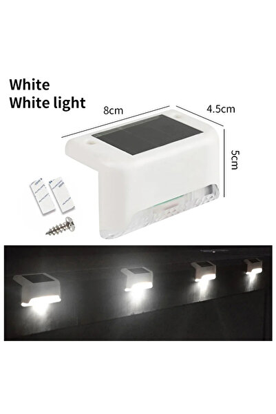 GGBEE مصباح LED شمسي أبيض اللون، عبوة من 1-8 مصابيح، مناسب للدرج والحديقة وال...