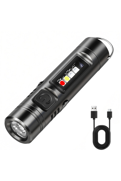 Choice مصباح يدوي صغير أسود اللون بتقنية LED COB، قابل لإعادة الشحن عبر منفذ ...