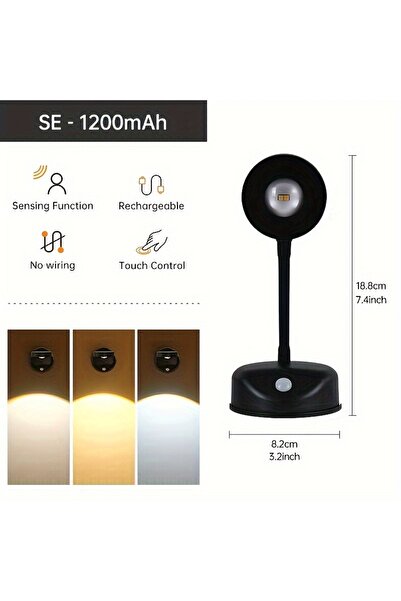 Choice black Wall Lamp Rechargeable Intelligent Human Sensing Wireless Night ...