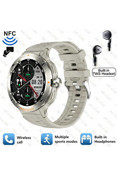 Choice ساعة GRAY 2025 الذكية الجديدة مع سماعة بلوتوث، 2 في 1، NFC، بلوتوث، مك...