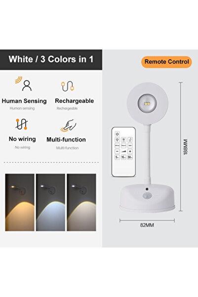 Choice مصباح LED ذكي يعمل بالتحكم عن بعد، مزود بمستشعر حركة بشرية، يعمل ببطار...