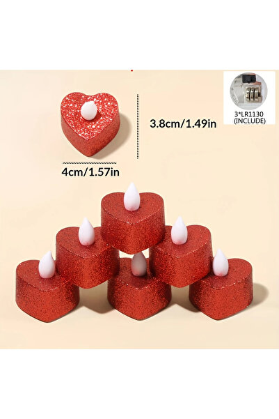 Choice 24pcs red 1/6/12/24pcs Heart-Shaped Electronic Candle Lights LED Candl...