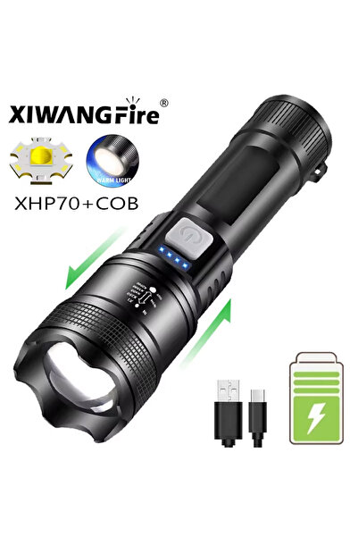 XIWANGFIRE مصباح يدوي LED عالي القوة P70 XHP70 بقوة 5000 لومن، مصباح تكتيكي، ...