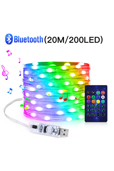 Choice سلسلة إضاءة LED بطول 20 مترًا، مزودة بـ 200 مصباح LED، تعمل بتقنية بلو...