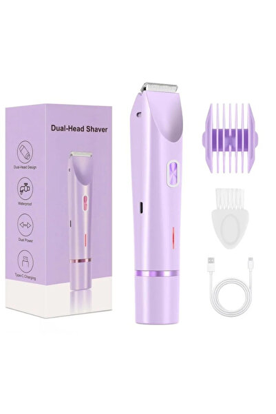 choice2 ماكينة حلاقة كهربائية 2 في 1 للنساء من بيربل، برأسين، لتشذيب شعر العا...