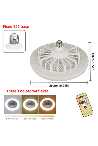 Choice 85-265V White Fixed Head E27 30w LED Ceiling Fan with Light Remote Con...