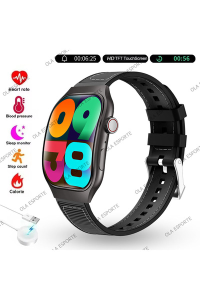 Choice ساعة ذكية جديدة سوداء اللون للرجال مزودة بتقنية بلوتوث للمكالمات، وشاش...