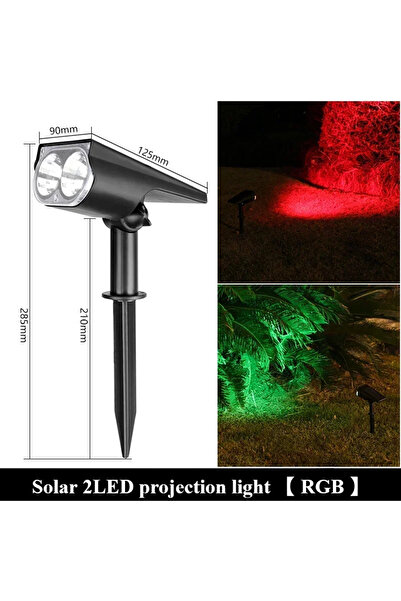 XIWANGFIRE 2LED RGB Dual Led Solar Light Outdoors Landscape Spotlights Color ...