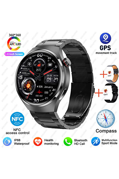 Choice4 Black steel 2025 New Watch 4 Pro GPS NFC Smart Watch Men 360*360 AMOL...