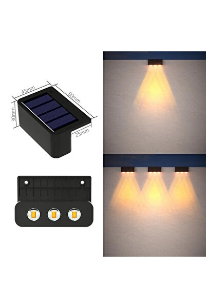 Choice3 مصباح جداري شمسي دافئ بثلاثة مصابيح LED، مقاوم للماء، يعمل بالطاقة ال...