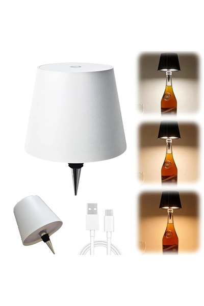 Choice مصباح طاولة بثلاثة ألوان في مصباح واحد، أبيض، مزود بمنفذ USB للشحن، تح...