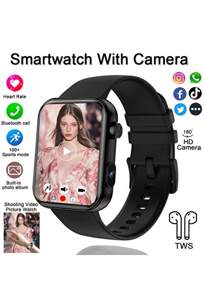 Choice ساعة ذكية جديدة من السيليكون الأسود للنساء والرجال مزودة بكاميرا لالتق...