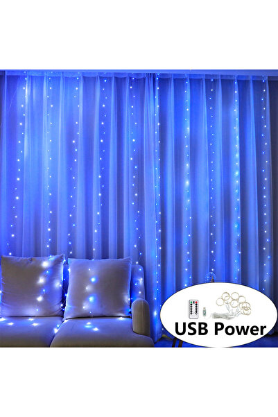 Choice سلسلة أضواء LED زرقاء بطول 3 أمتار × 2 متر تعمل بمنفذ USB، مزودة بصندو...