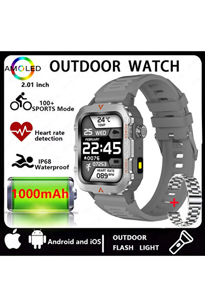 Choice ساعة ذكية رجالية بيضاء اللون مزودة بحزام مقاس 22 بوصة، تدعم مكالمات ال...