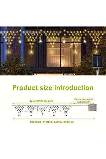 Choice مصباح شبكي معلق يعمل بالطاقة الشمسية، أبيض دافئ، مقاوم للماء، يُعلق عل...