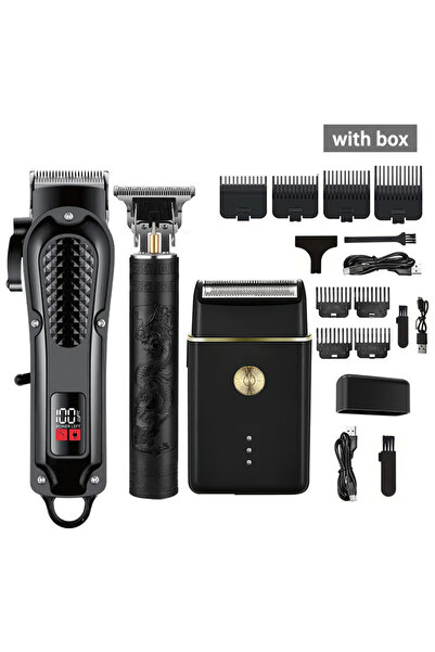 Choice طقم ٣ - مع علبة: ماكينة حلاقة شعر كهربائية احترافية، ماكينة تشذيب شعر ...