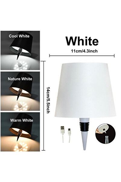 Choice مصباح طاولة أبيض متعدد الإضاءة بتقنية LED، قطعة واحدة، لاسلكي، مصباح ز...