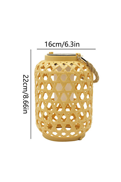 Choice فانوس شمسي أبيض دافئ، قطعة واحدة، بتصميم خيزران صناعي، مقاوم للماء، مص...