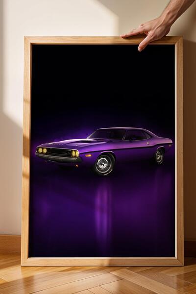 Saturn 1970 Dodge Challenger RT Figurină auto înrămată pentru decorarea garaj...