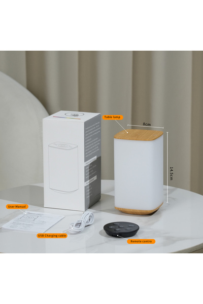 Choice مصباح طاولة محمول يعمل باللمس بلون الخشب، قابل لإعادة الشحن عبر منفذ U...