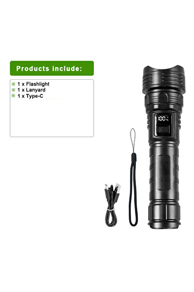 Choice مصباح يدوي فائق القوة بقدرة 2600 مللي أمبير/ساعة وشدة إضاءة 54000000 ل...