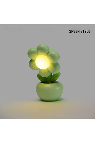 Choice Green 1 pc button Mini LED Floral Potted Night Light For Bedroom Desk ...