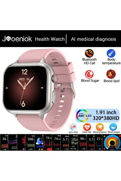 Choice حزام سيليكون وردي 2025، ساعة ذكية طبية جديدة مزودة بتخطيط كهربية القلب...