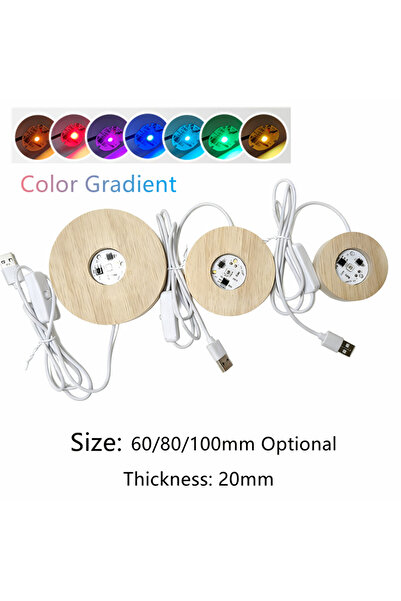 choice2 إضاءة مكتبية خشبية متدرجة الألوان، مقاس 100×100×20 مم، مزودة بمفتاح ت...