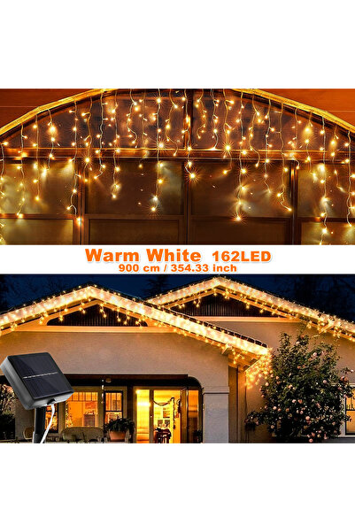 Choice Warm White 162LED LED Outdoor Solar Icicle Lights Waterproof Christmas...