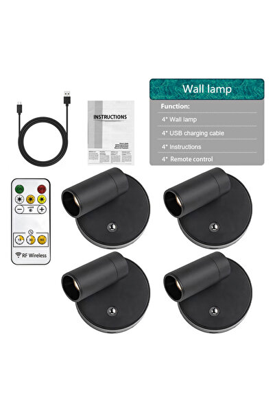 Choice 4 قطع من مصابيح LED سوداء مزدوجة التحكم الذكية، قابلة لإعادة الشحن عبر...