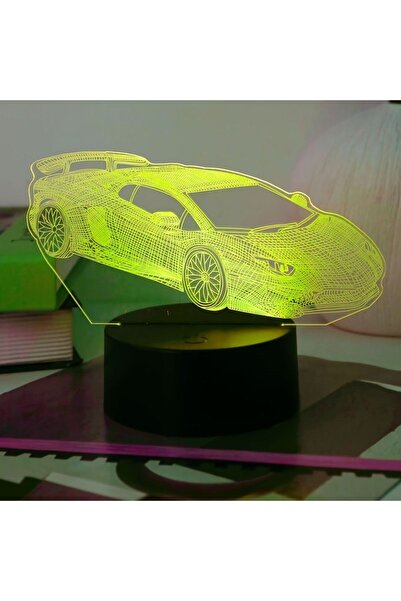 Choice RGB black USB sports car acrylic 3D night light, touch 7-color, bedroo...