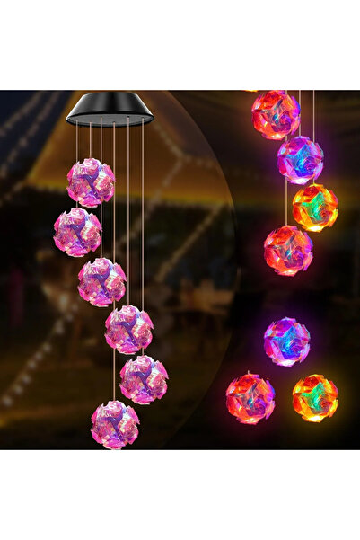 Choice 1pcs New Solar Powered Color Changing Pink Embroidered Ball Flower Win...