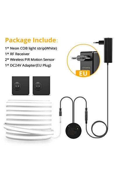 Choice 5M LED Set Cold-2 Sensor-EU NEW 10M 5M Set Solid COB Neon LED Strip Li...