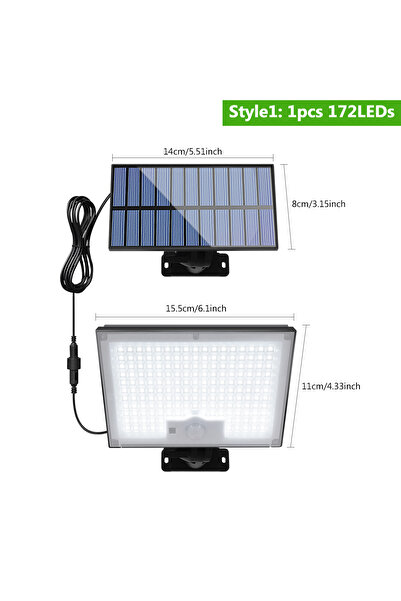 Choice مصباح شمسي خارجي واحد مزود بـ 172 مصباح LED مع مستشعر حركة، مقاوم للما...