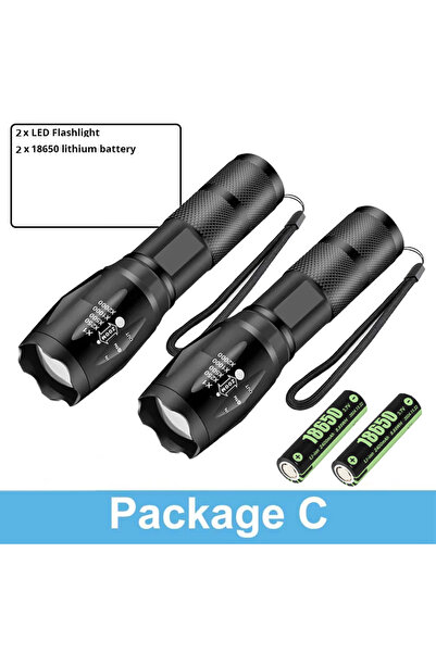 Heinast مصباح يدوي قوي من نوع T6 LED، أسود اللون، فائق السطوع، مناسب للتخييم،...